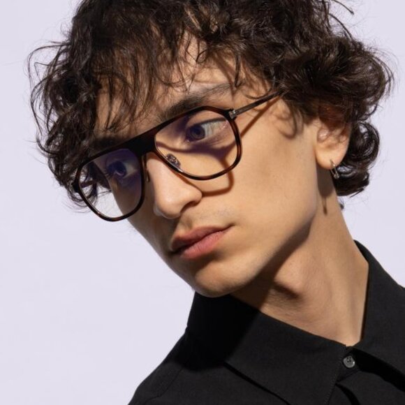 Tom Ford FT5943-B 003 Aviator Eyeglasses 56mm - Black/Gold/Blue Light Block - Picture 2 of 8